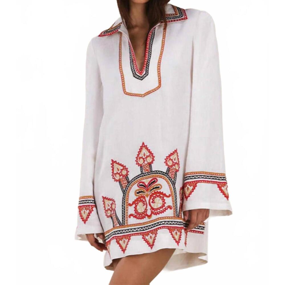 NEW FORTELA embroidered short dress in off white
